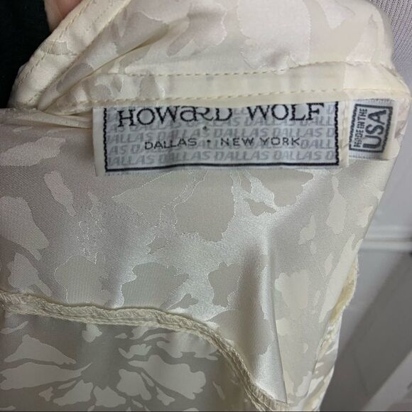 Vintage Howard Wolf Cottage Core, Western Style Cream Satin Blouse (N5) - Picture 4 of 7
